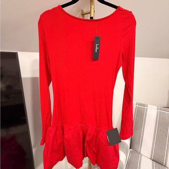 NEW Lulus Ideal Approach Red Long Sleeve Mini Dress MEDIUM Flattering NWT - Picture 4 of 8